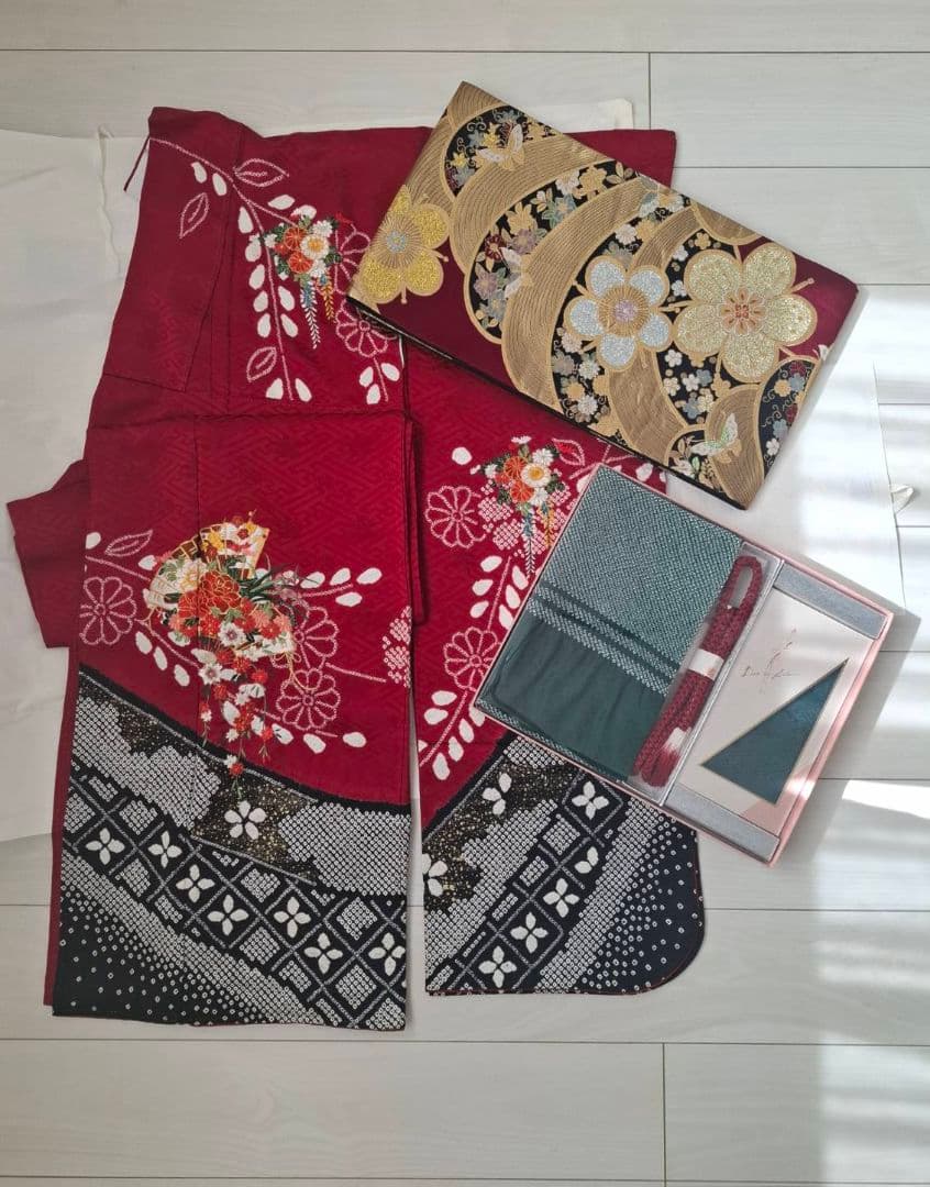 振袖　正絹　帯　帯締め　帯揚げ　セット