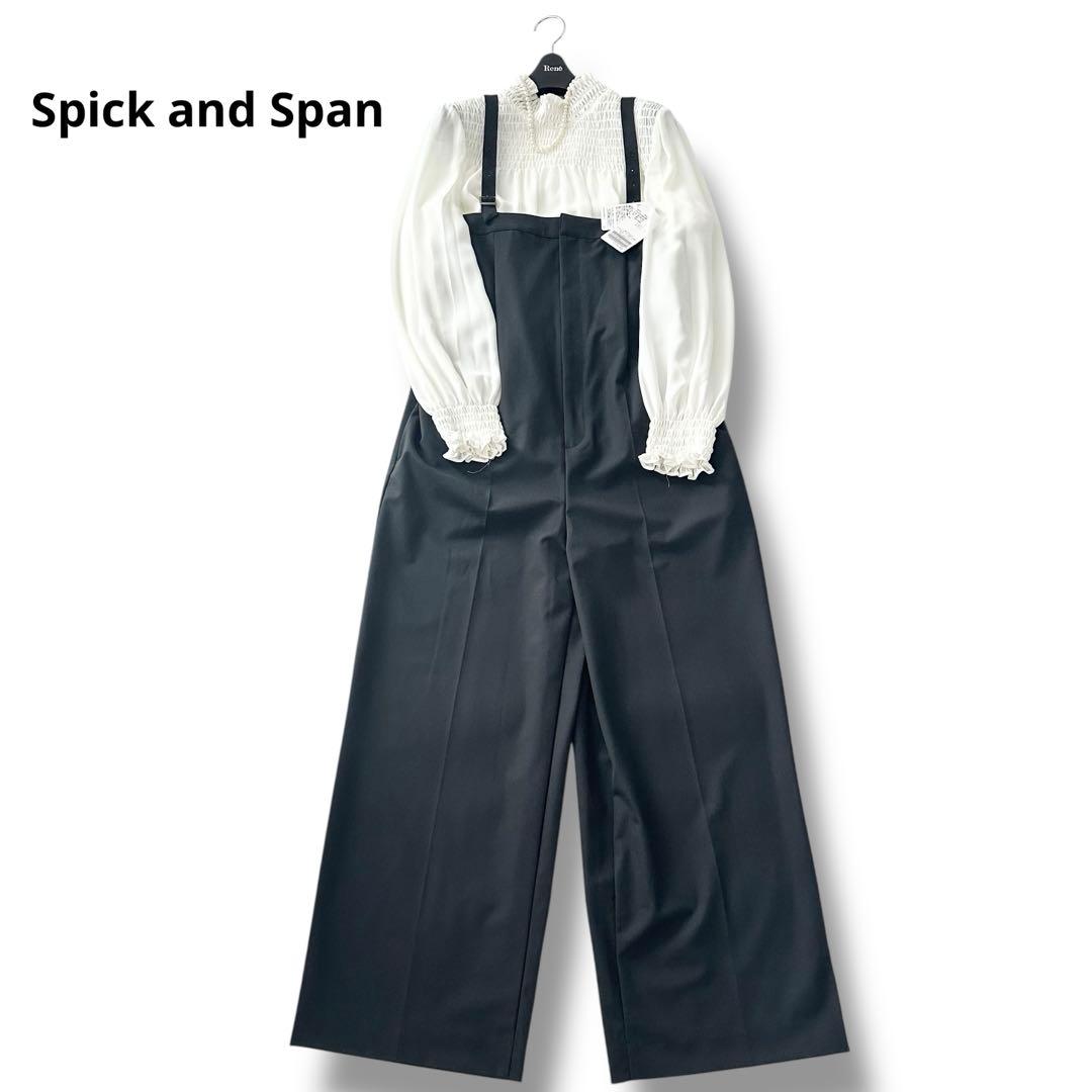 新品 スピックアンドスパン 24AW ベアオールインワン ブラック 38