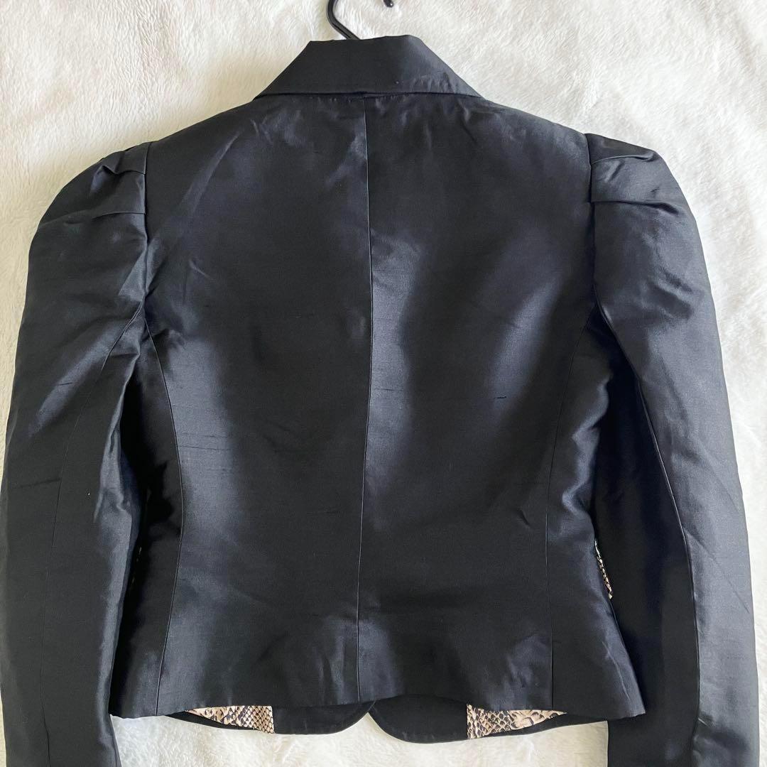 ドルチェアンドガッバーナ シルク ロゴボタン 豹柄テーラードジャケット 40 黒