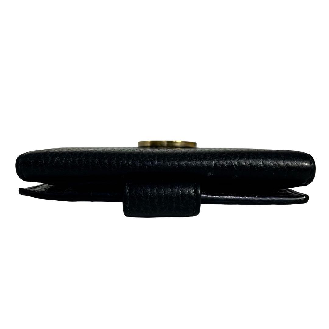 希少✨グッチ 二つ折り財布 GGインターロッキング レザー Wホック ブラック