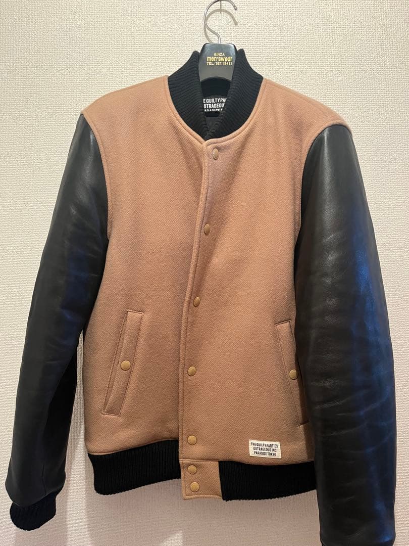 ジャケット・アウター WACKO MARIA LEATHER VARSITY JACKET