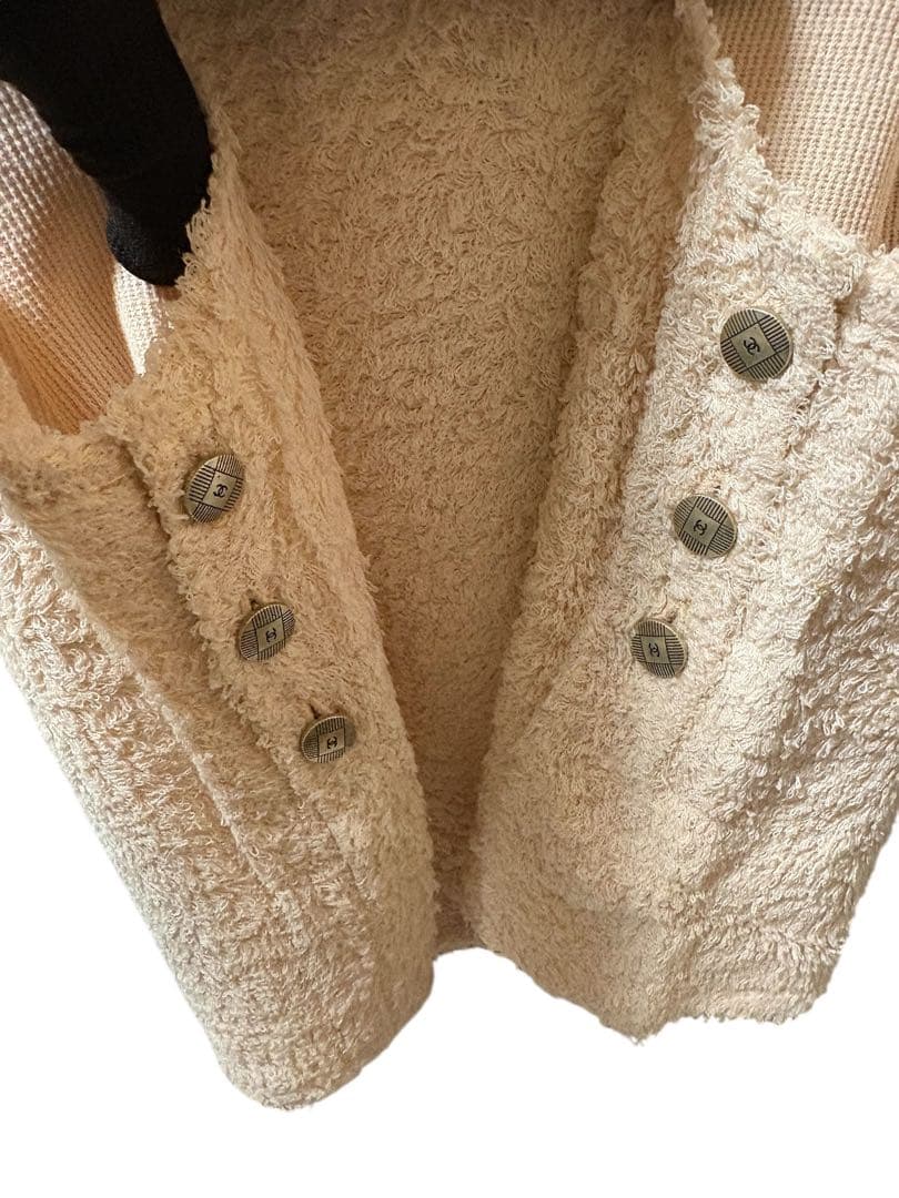 CHANEL 98P ヴィンテージ ピンク シルクパイル地 ノーカラージャケット