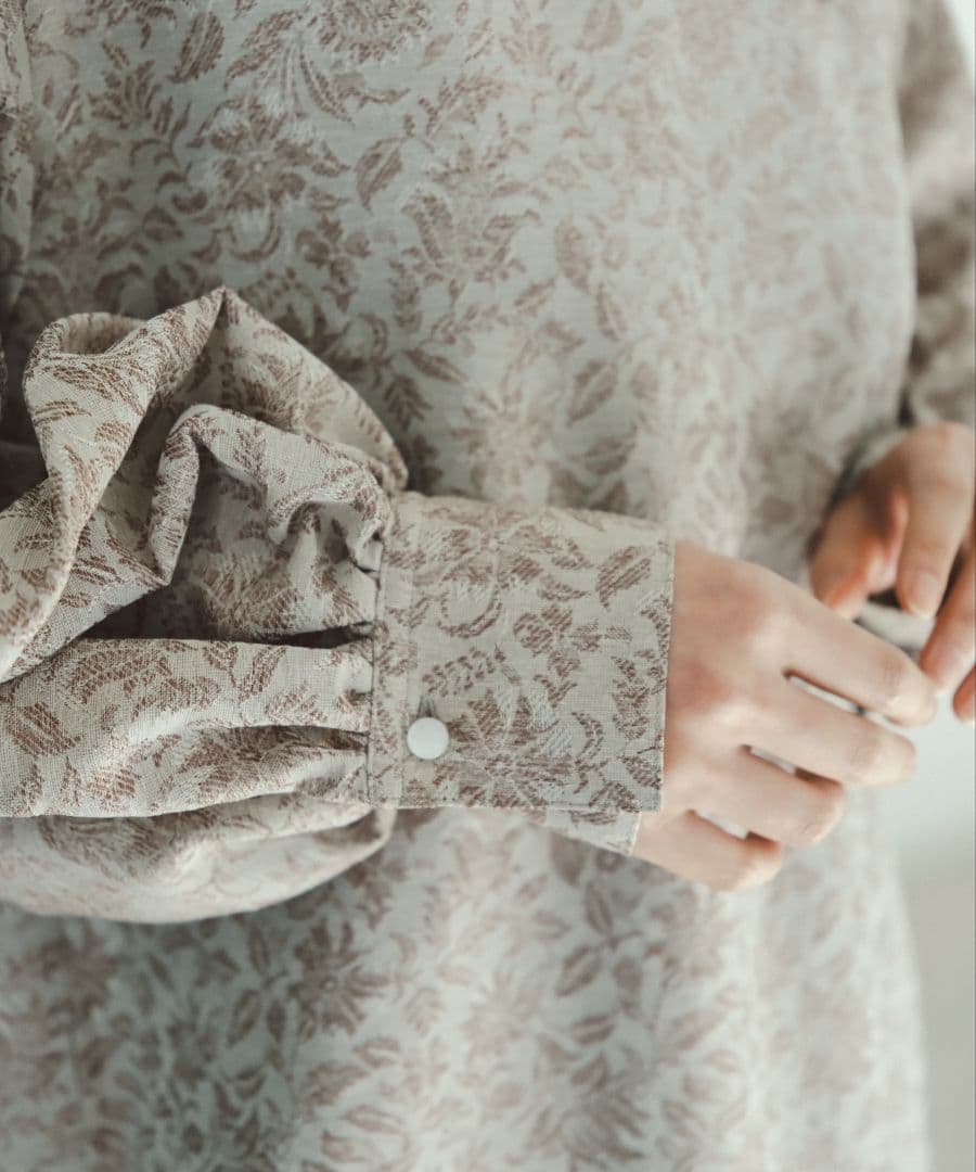 foufou ジャカードボタンダウンワンピース