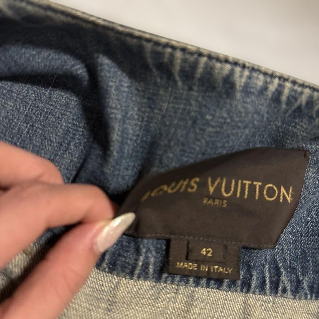 最終お値下げ！ルイヴィトンノーカラーデニムジャケット　モノグラム