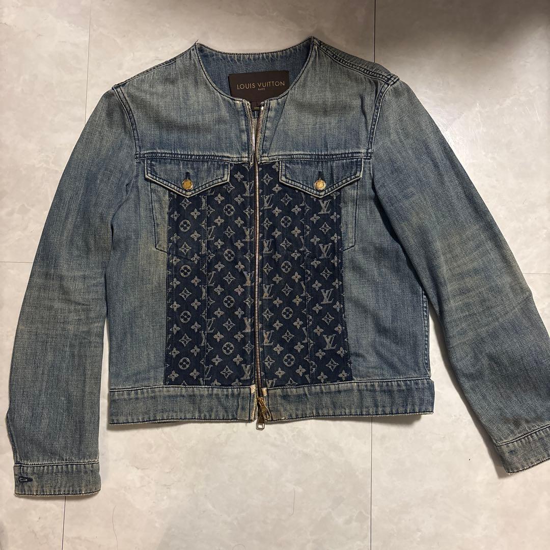最終お値下げ！ルイヴィトンノーカラーデニムジャケット　モノグラム