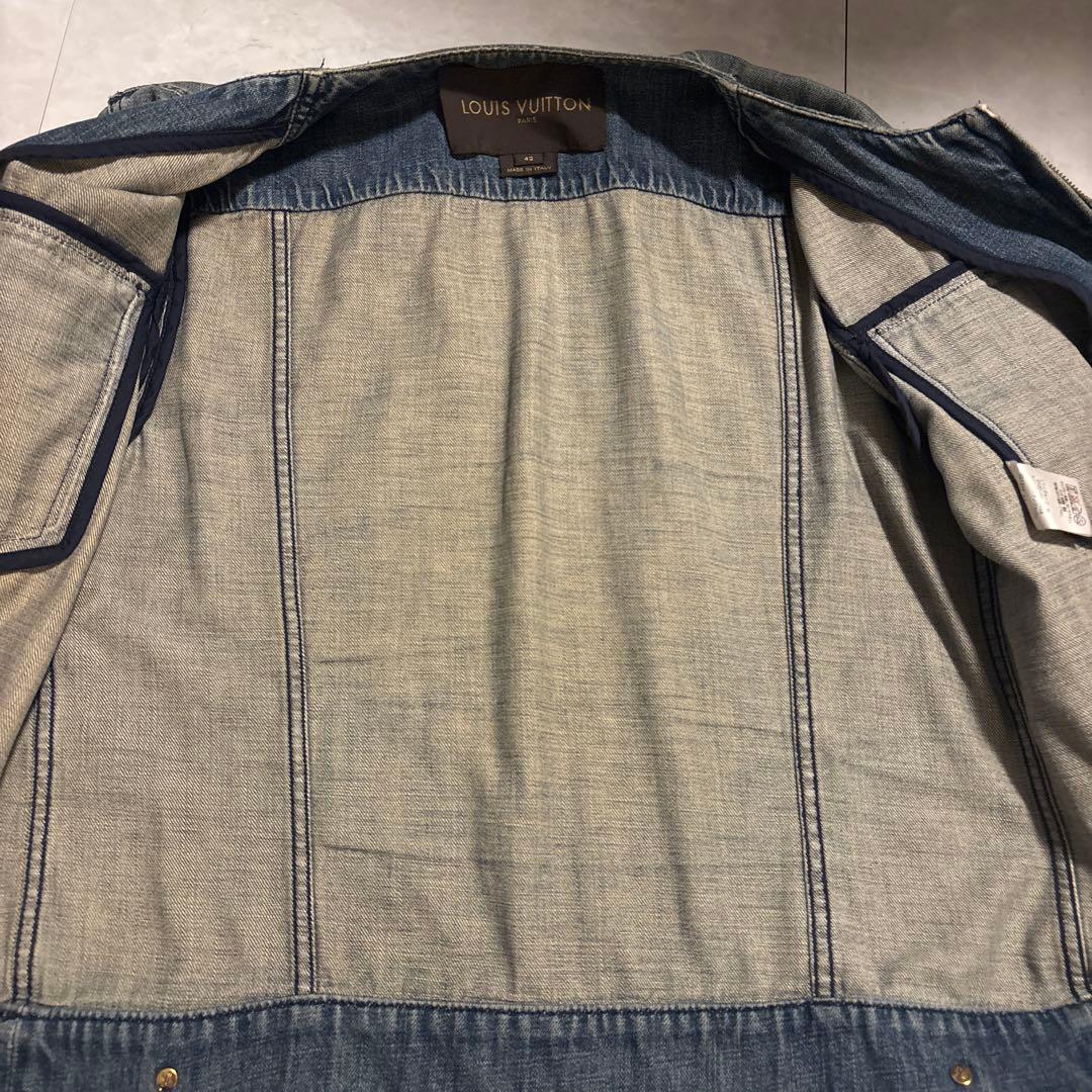最終お値下げ！ルイヴィトンノーカラーデニムジャケット　モノグラム