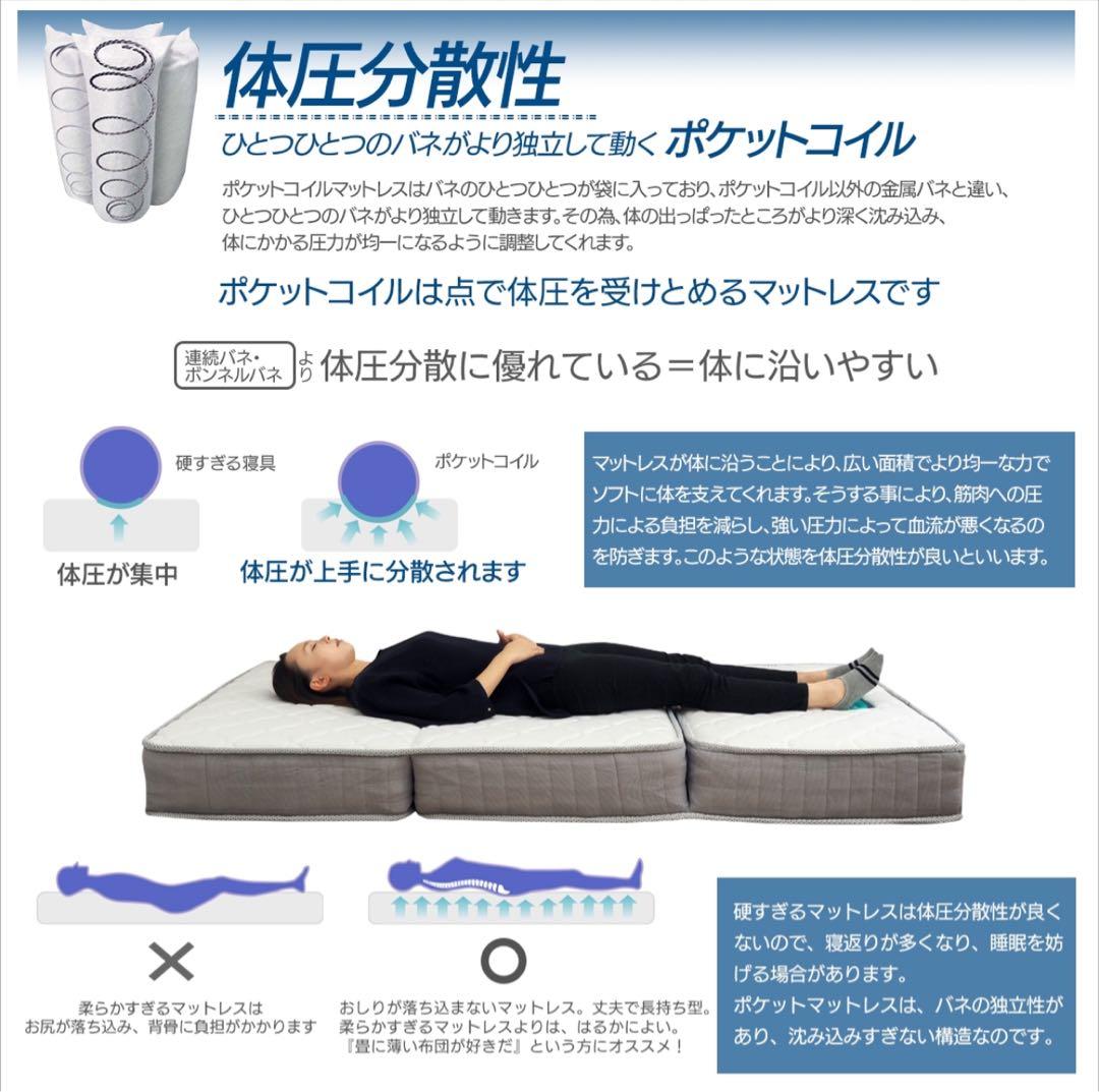 三つ折りマットレス ポケットコイル シングル ブラック 新品未開封