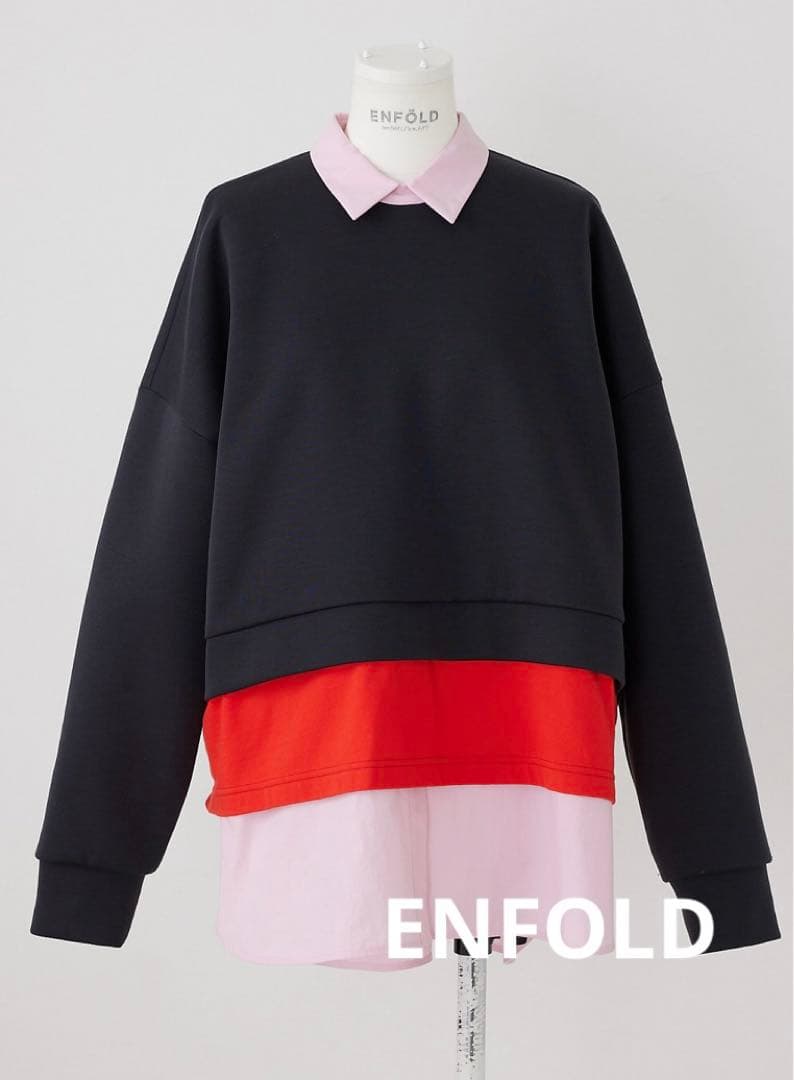 ENFOLD トップス　シャツ　レイヤード　カットソー　ピンク　グレー