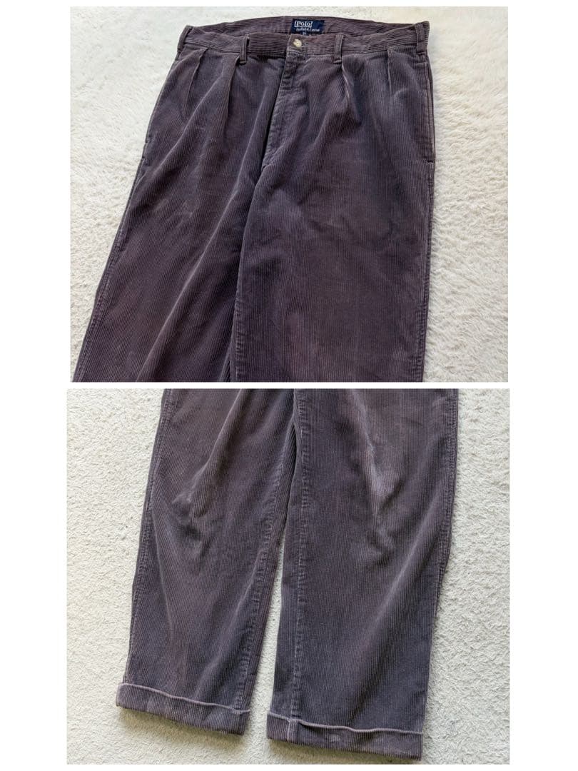 90s✨ポロラルフローレン コーデュロイパンツ ポロチノタグ 2タック パープル