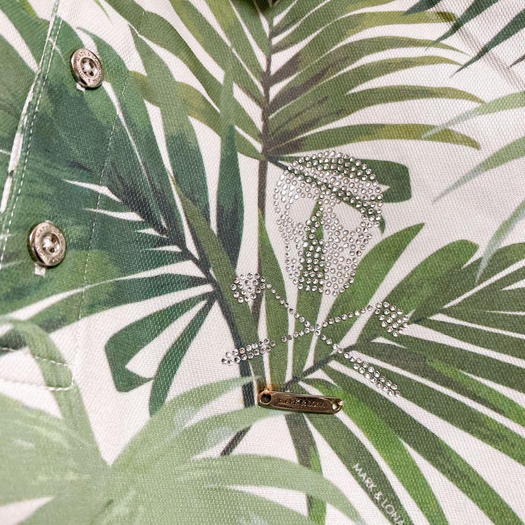 MARK&LONA ストレッチ　半袖　ポロシャツ　スカル　ラインストーン　刺繍