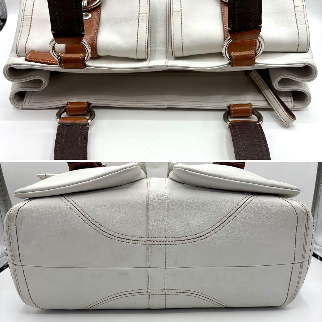バッグ COACH soho double pocket tote bag White