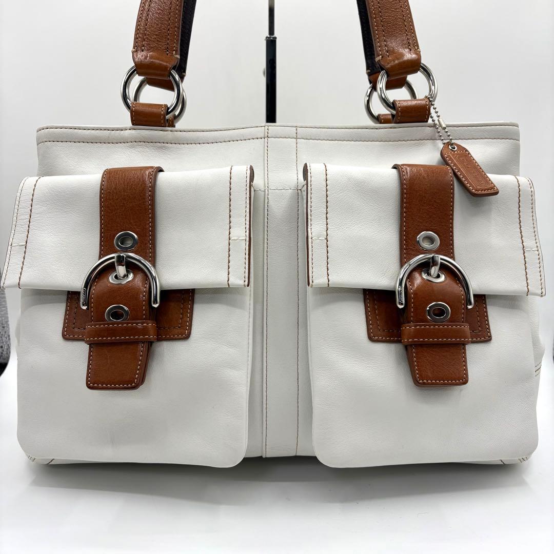バッグ COACH soho double pocket tote bag White