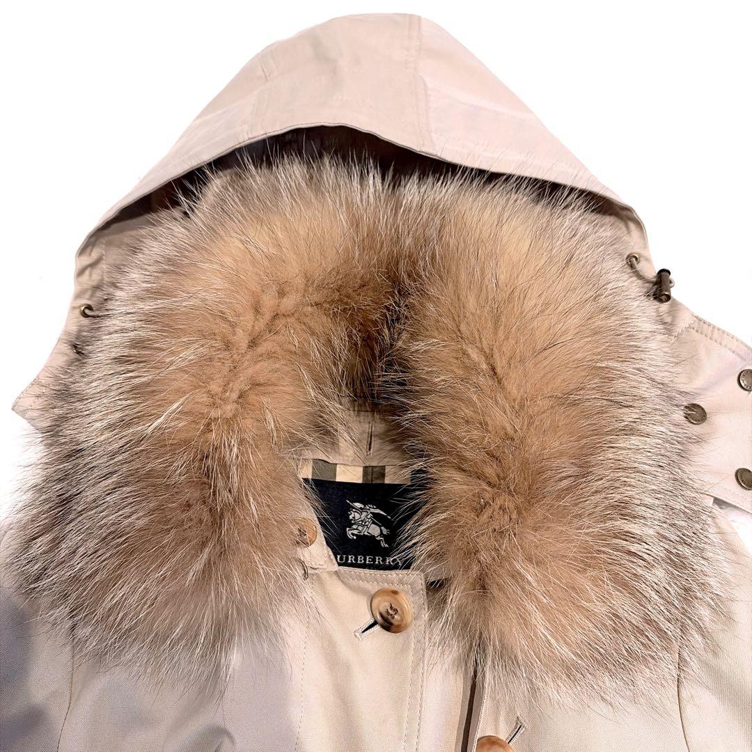 美品✨貴重4way 襟裏メガチェック バーバリーロンドン フォックスファー 36