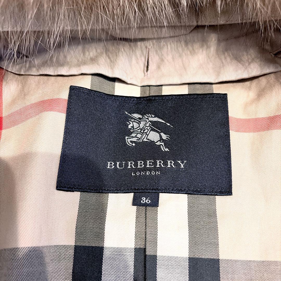 美品✨貴重4way 襟裏メガチェック バーバリーロンドン フォックスファー 36