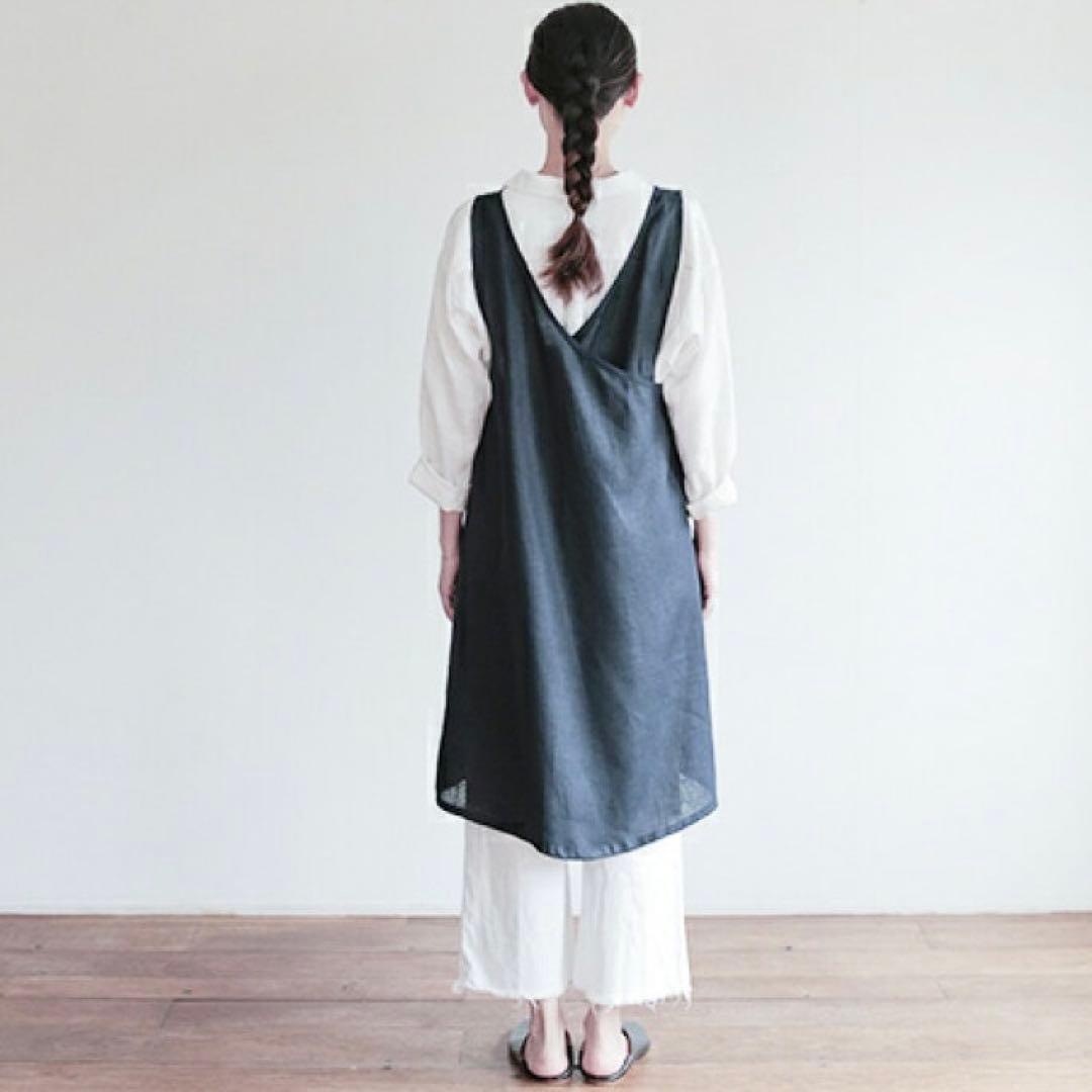 【美品】 フォグリネンワーク リネン オーバーエプロン ウォッシャブル