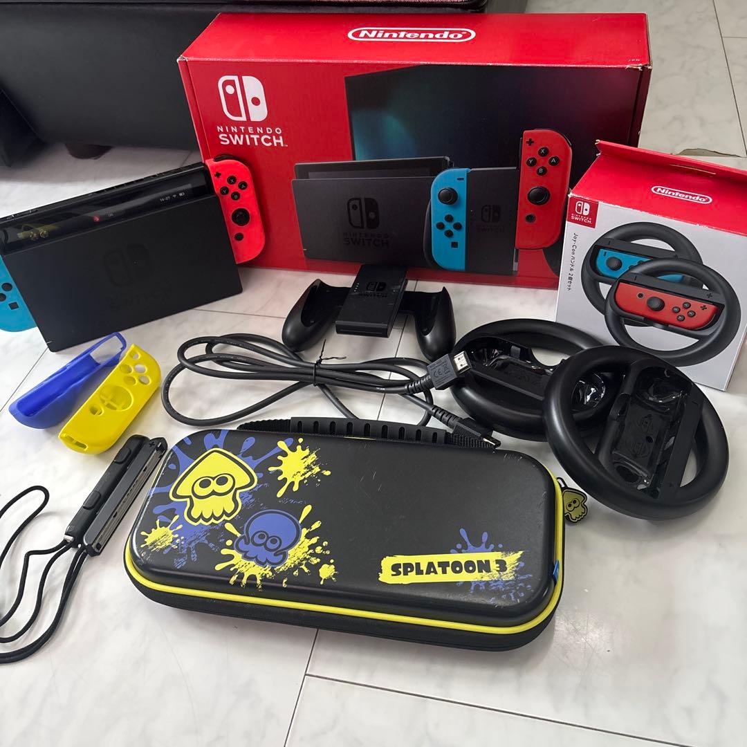 付属品多数Nintendo Switch本体 赤/青スプラ3ケースJoy-Con