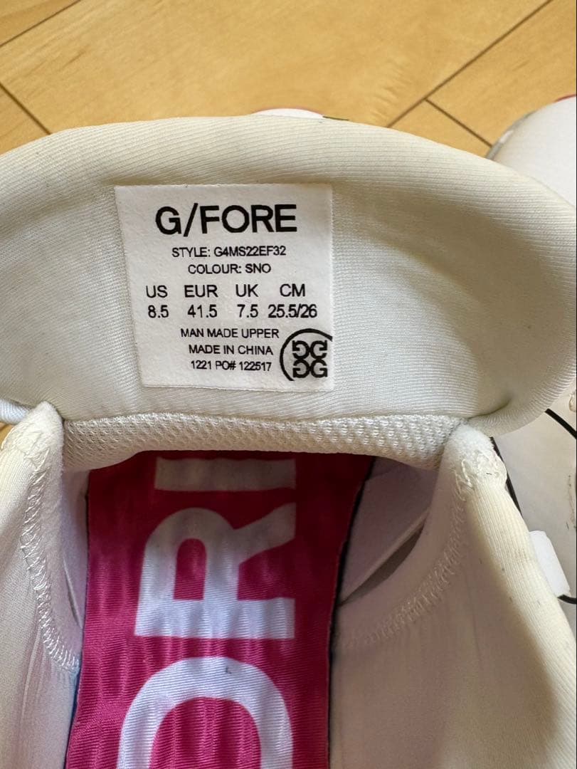 G/FORE ホワイト/ピンク25.5センチ26センチ　ジーフォア