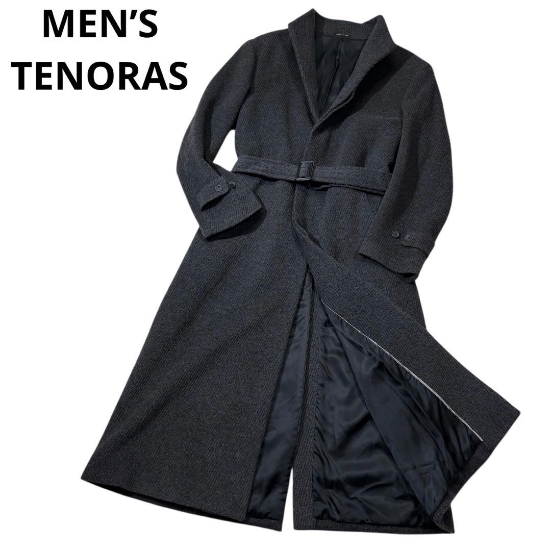 《美品》MEN’S TENORAS アンゴラ ベルト付 ロングコート XL