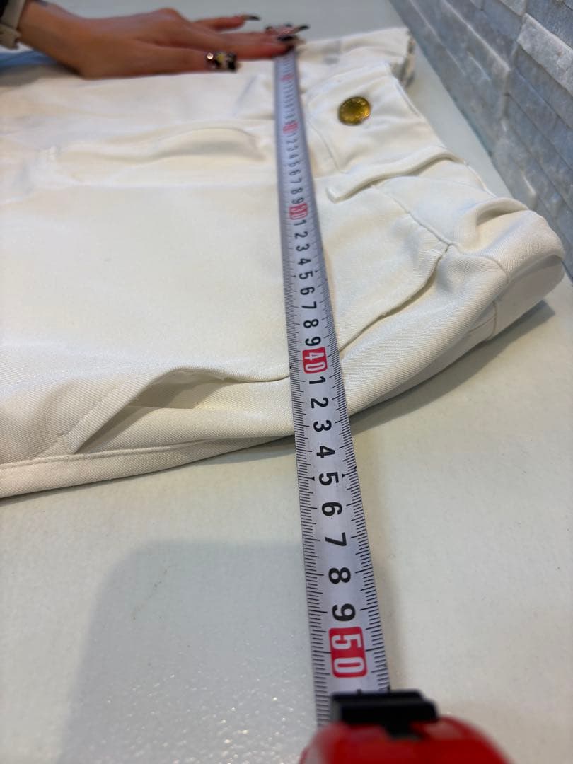 ゴルフパンツ ホワイト ブラウンアクセント レザレクション