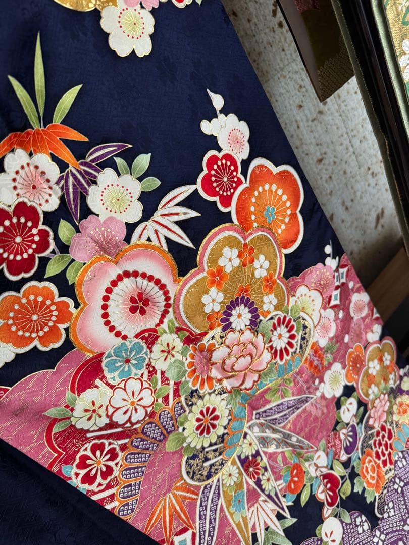 専用です　4点セットLサイズ松竹梅に牡丹菊模様刺繍振袖(684)