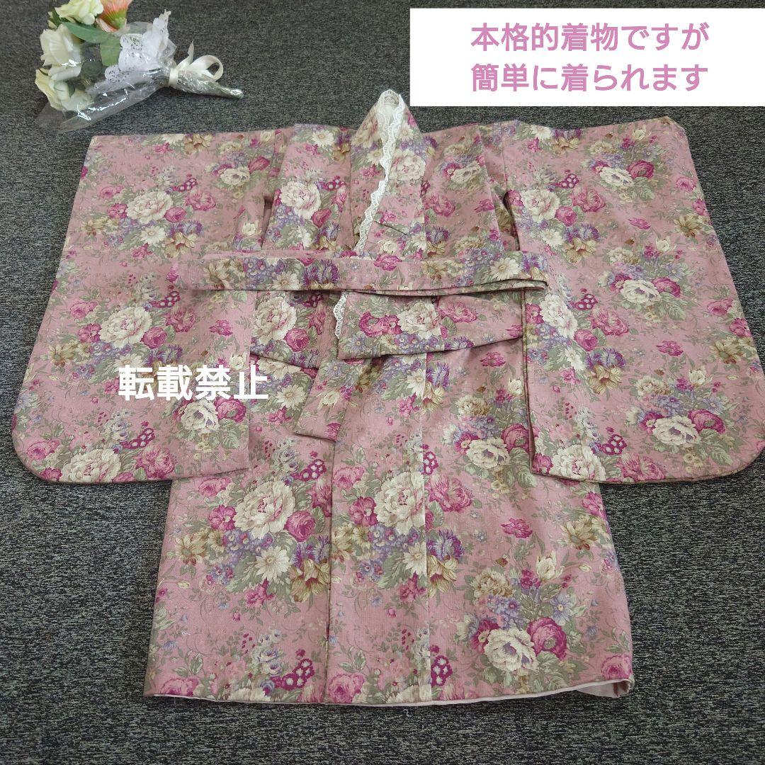 専用　アンティークローズ着物と刺繍レース被布エプロン　ヘッドドレス、襦袢セット