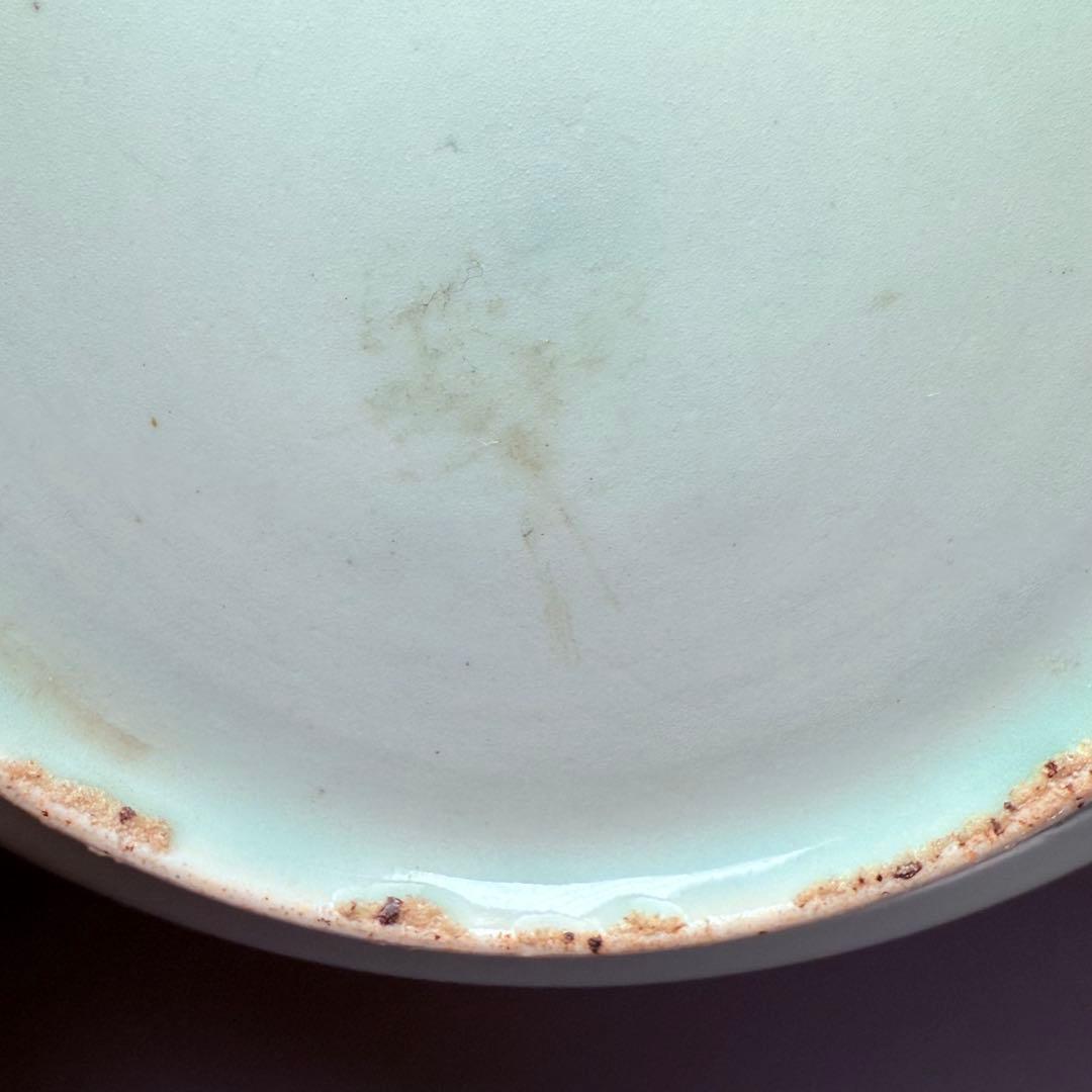 江戸時代　柿右衛門手　青磁竹梅文皿　桐箱付　赤絵　雲　古美術　鍋島青磁