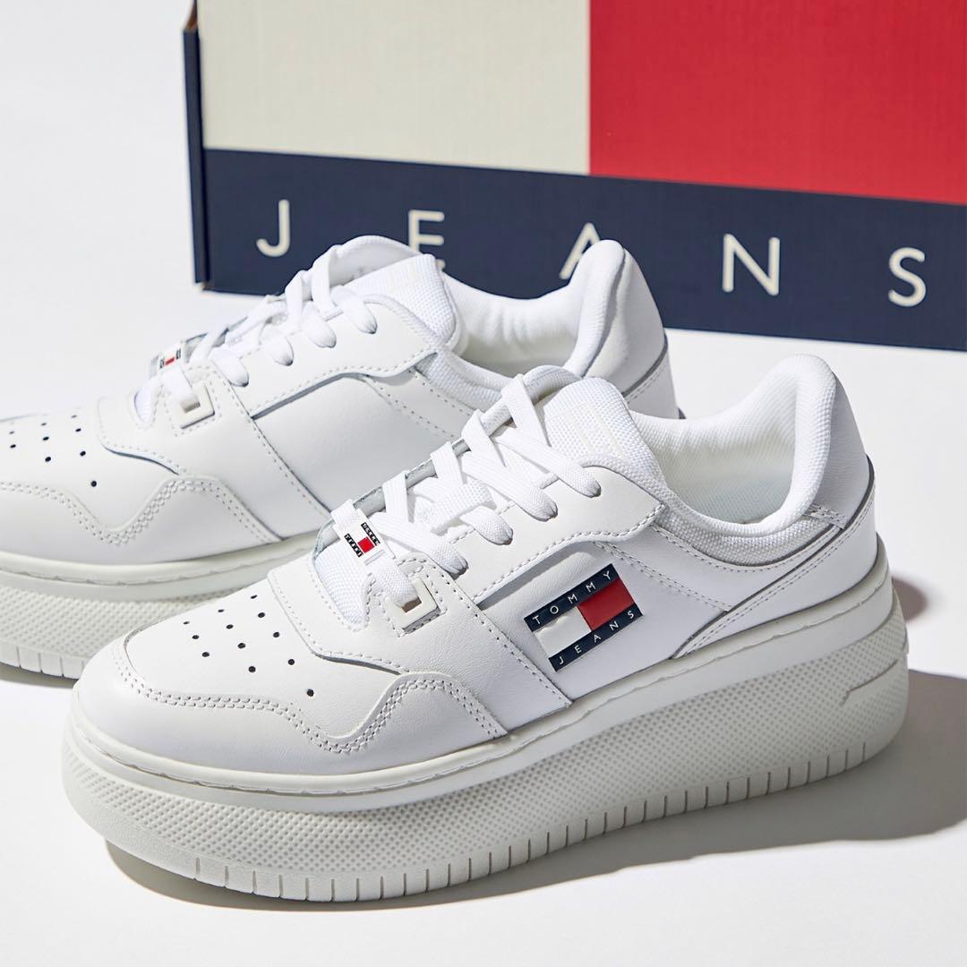  Jeans ホワイト 厚底スニーカー