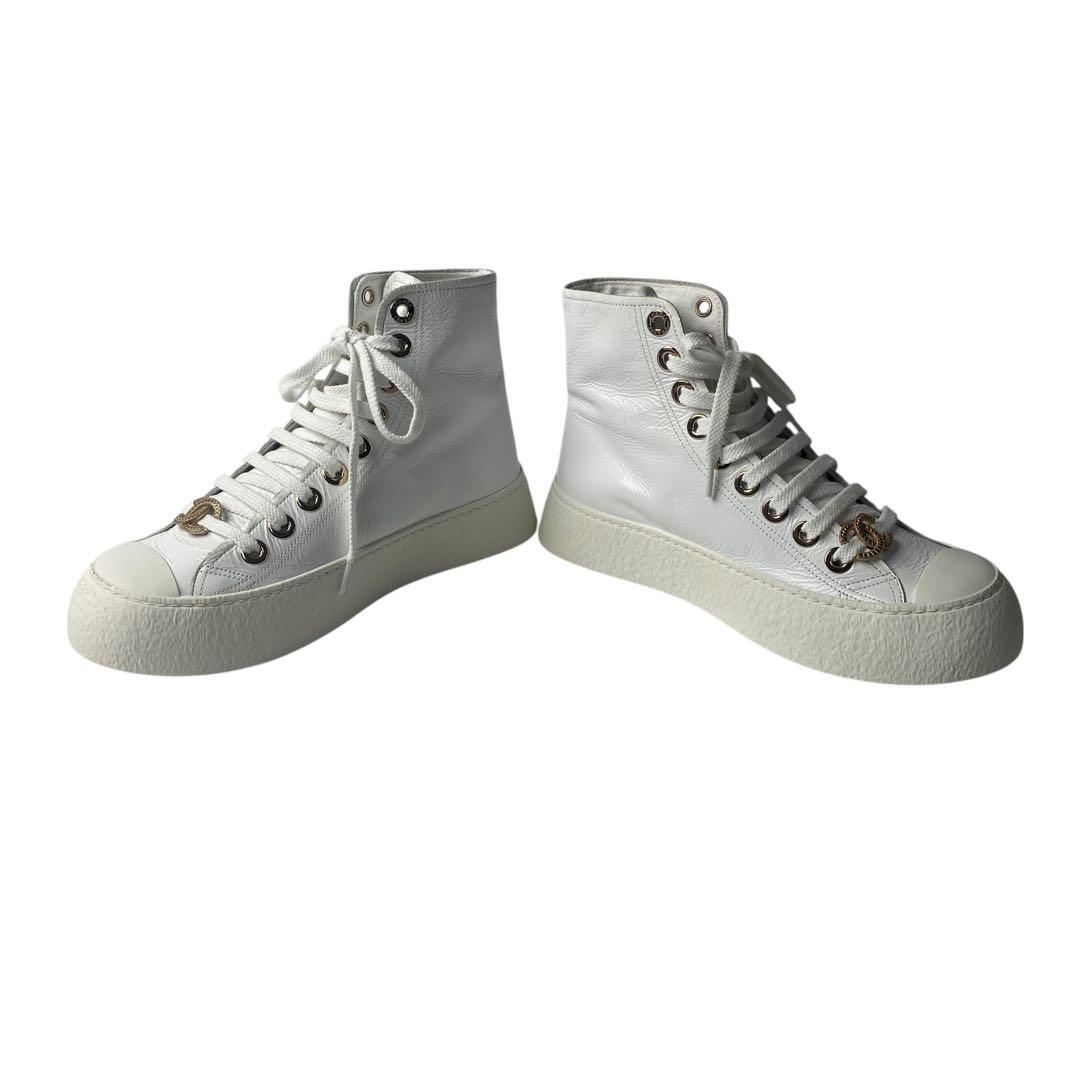 未使用 CHANEL ココマーク ハイカットスニーカー G45561 35C