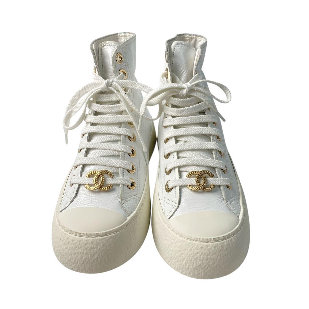 未使用 CHANEL ココマーク ハイカットスニーカー G45561 35C