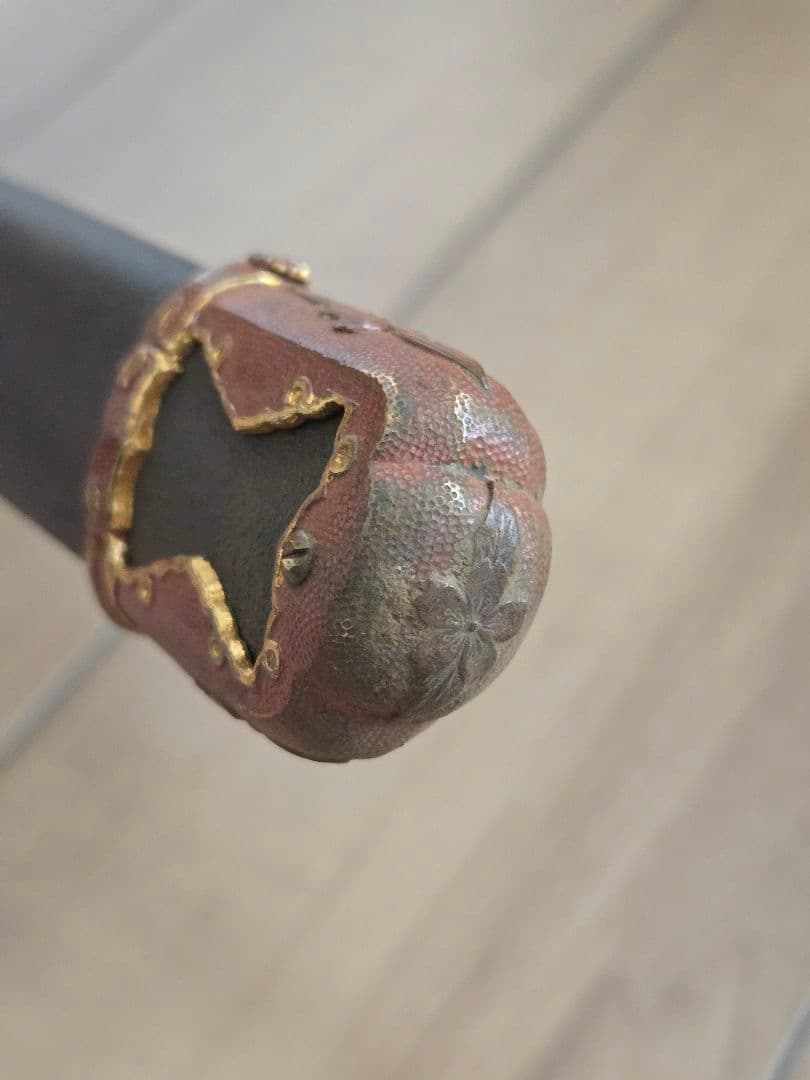 美品　陸軍九八式将校軍刀拵えのみ/番号揃い　刀緒付き　鉄鞘　残欠