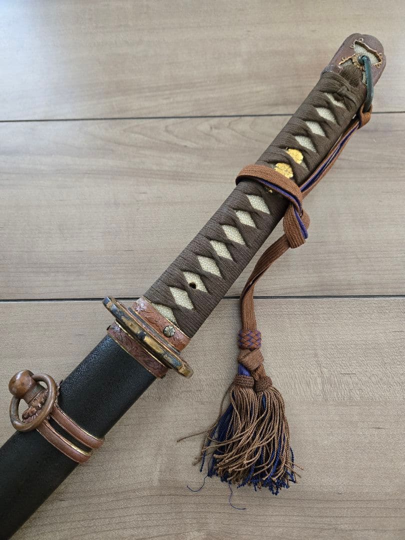 美品　陸軍九八式将校軍刀拵えのみ/番号揃い　刀緒付き　鉄鞘　残欠