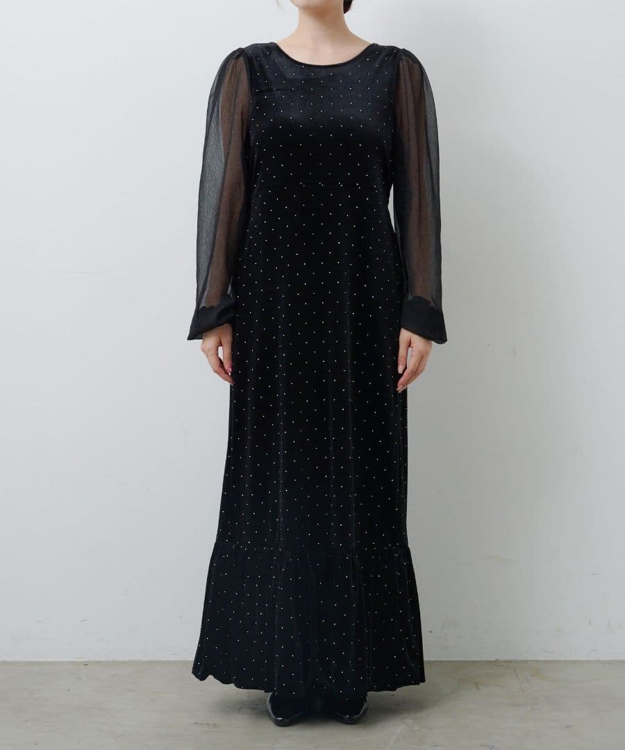 Kastane(カスタネ)【結婚式/オケージョン】ベロアスタッズワンピース