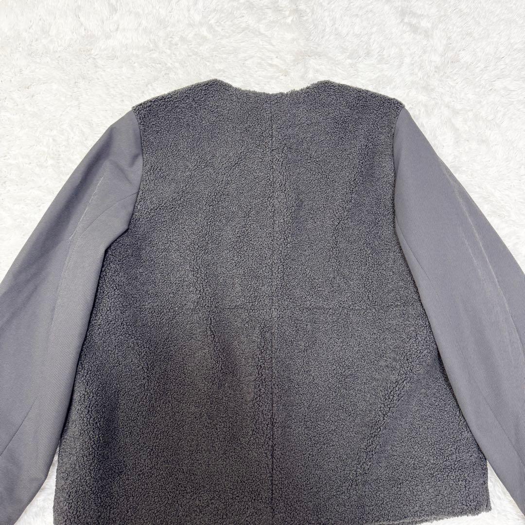 ★SALE★【自由区】24AWボアコンビ アウターノーカラージャケット40グレー