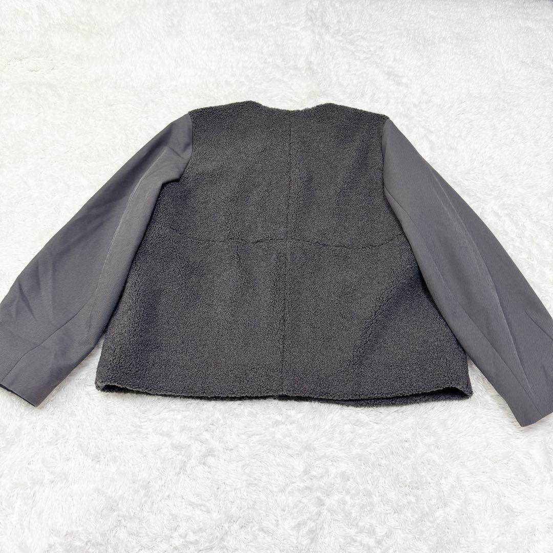 ★SALE★【自由区】24AWボアコンビ アウターノーカラージャケット40グレー