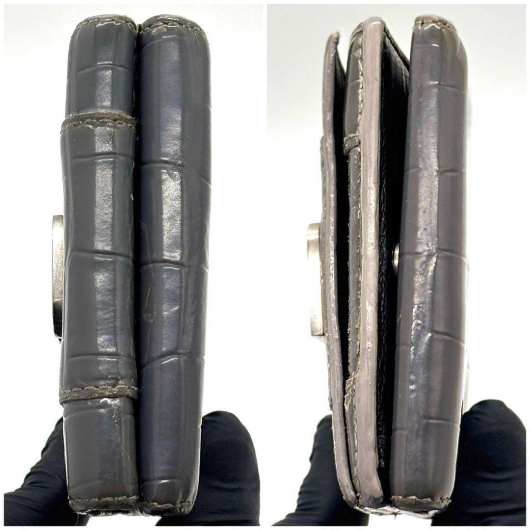 ト*ド様 バレンシアガ　三つ折財布 アワーグラス クロコ型押し Bロゴ レザー