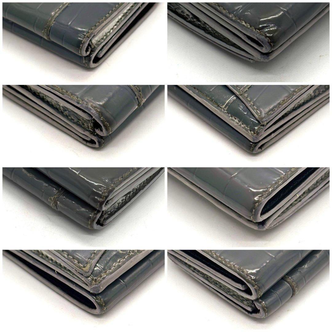 ト*ド様 バレンシアガ　三つ折財布 アワーグラス クロコ型押し Bロゴ レザー