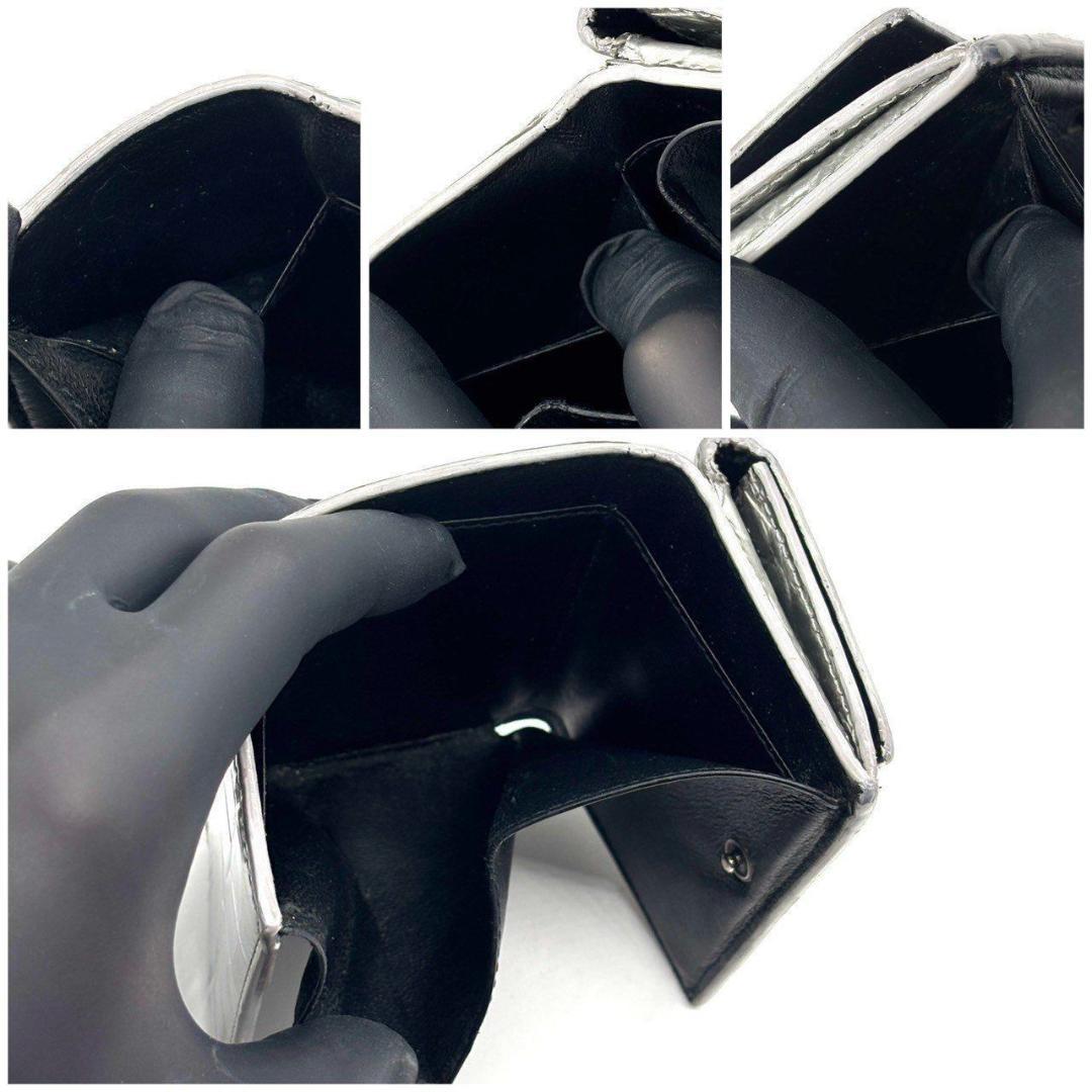 ト*ド様 バレンシアガ　三つ折財布 アワーグラス クロコ型押し Bロゴ レザー