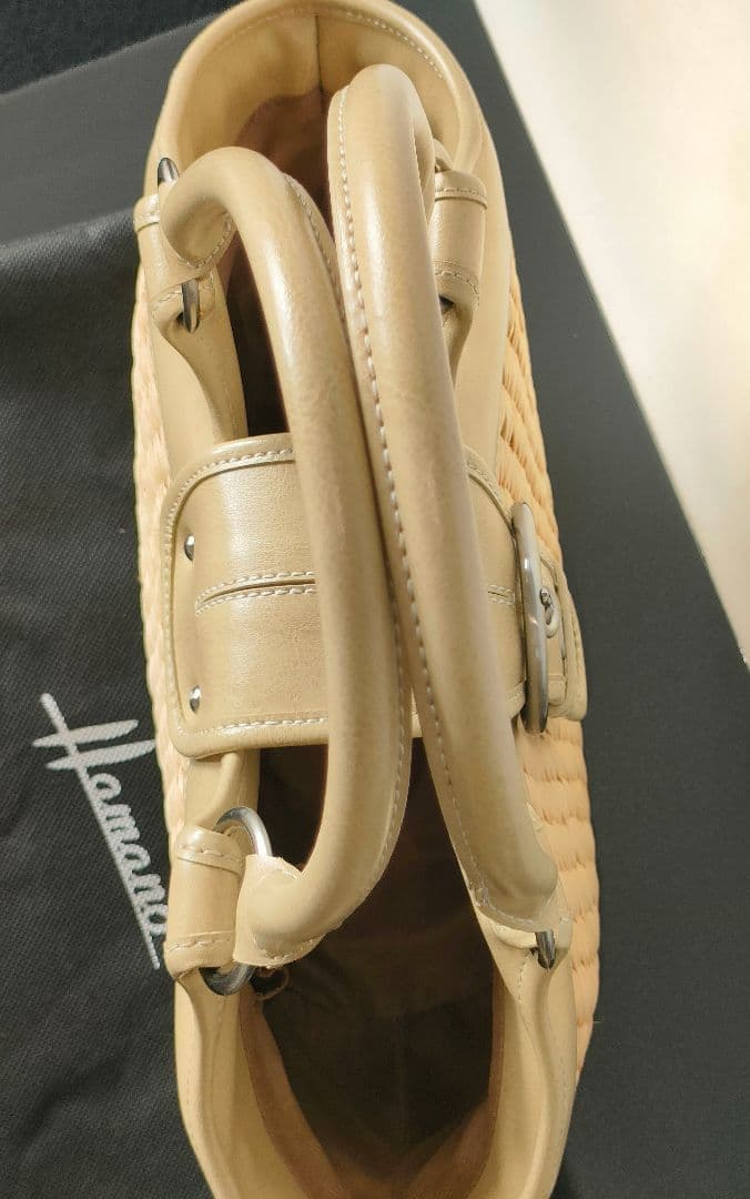 Hamano ハマノ　傳濱野　かごバッグ ベージュ