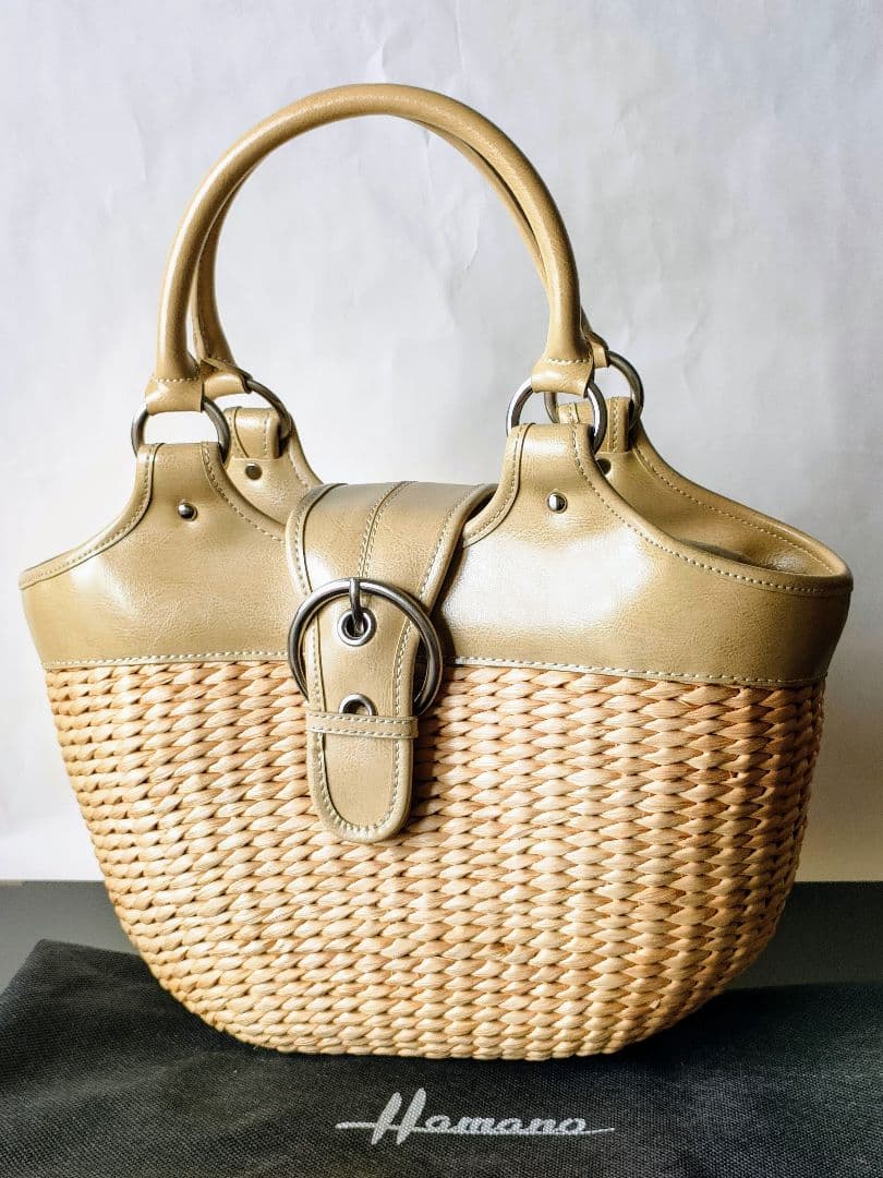 Hamano ハマノ　傳濱野　かごバッグ ベージュ