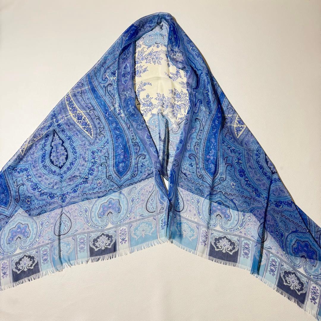 ETRO（エトロ） シルク100% ペイズリー柄 ストール 161×64