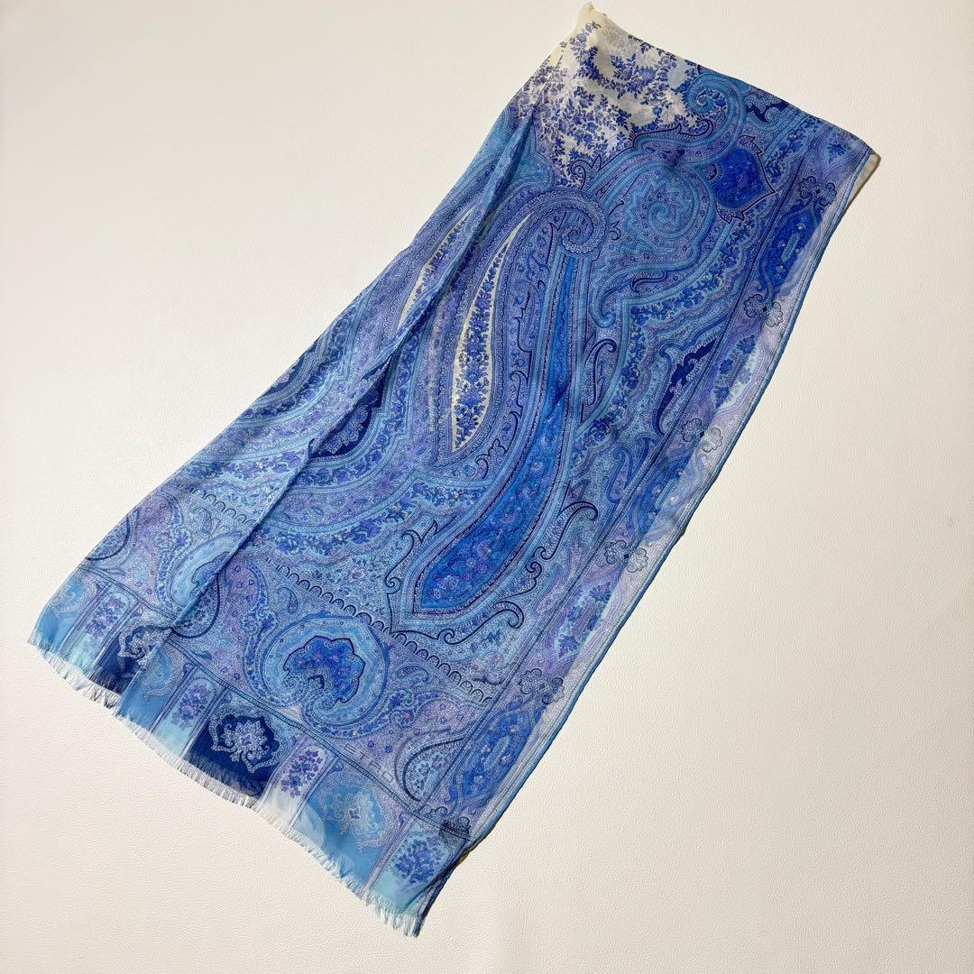 ETRO（エトロ） シルク100% ペイズリー柄 ストール 161×64