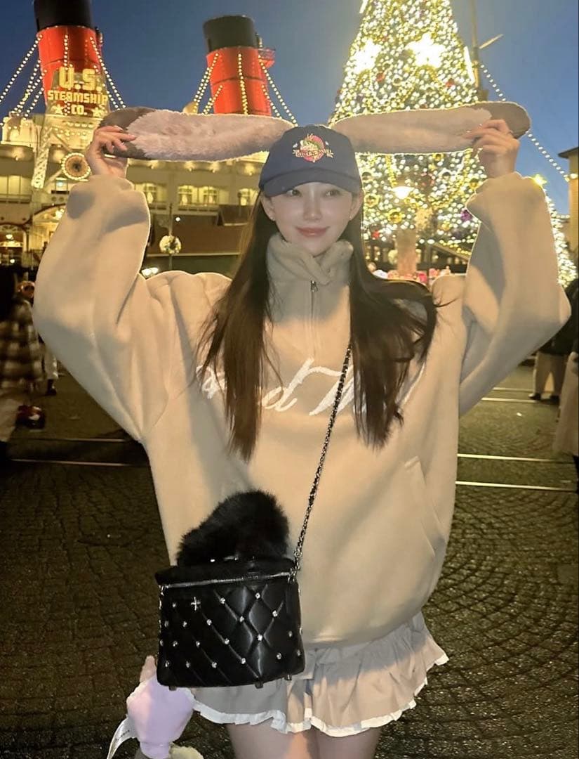 トップス andwang Fluffy fleece set beige