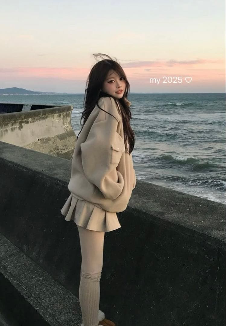 トップス andwang Fluffy fleece set beige