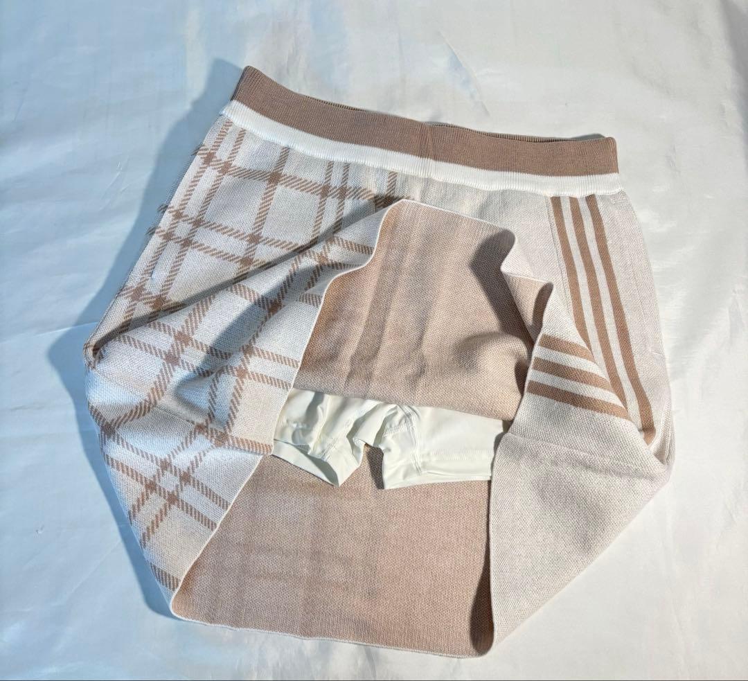 新品adidas ゴルフ　上品なクラシックスタイルセットアップ チェック　ニット