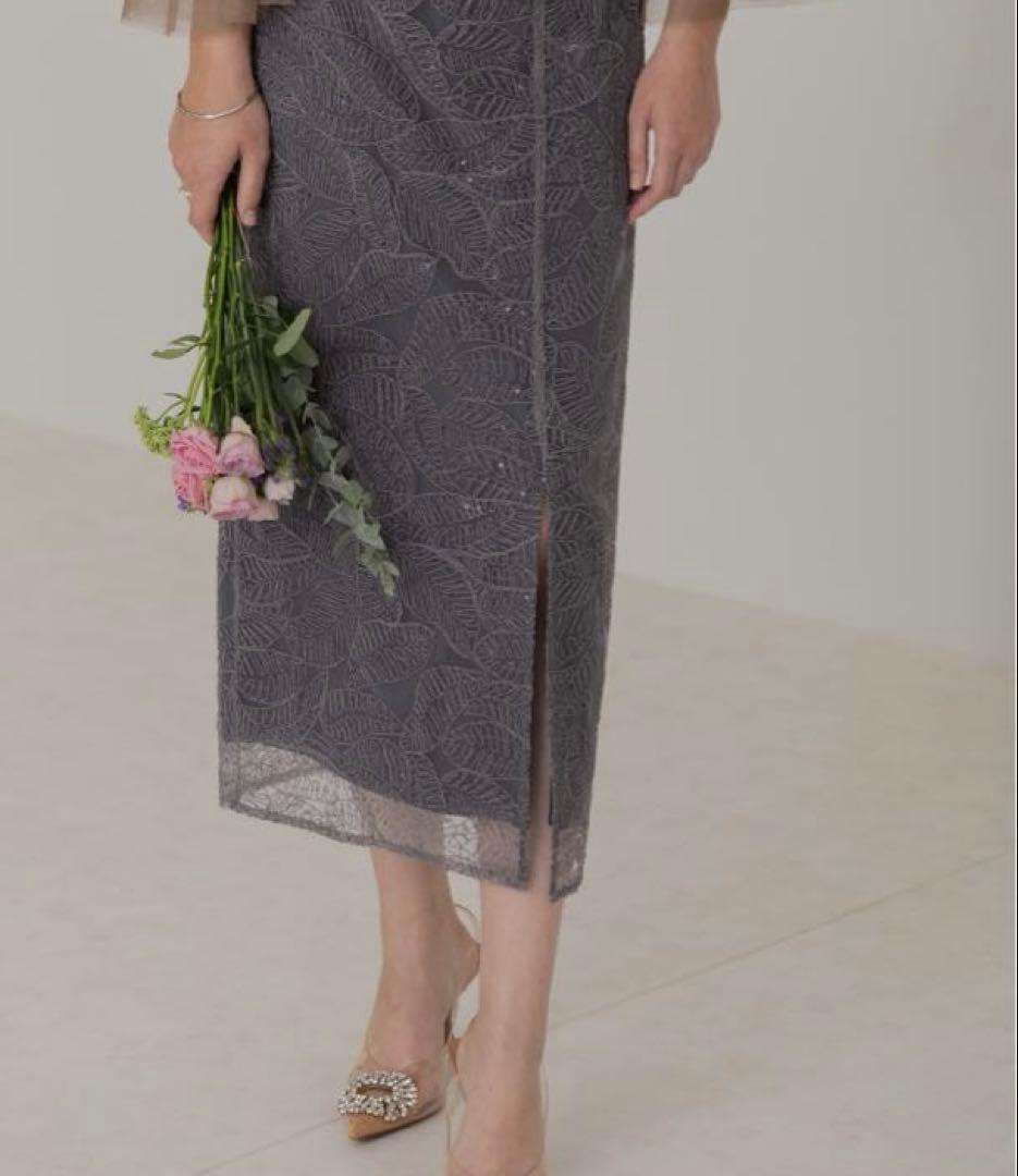 k*︎様 【leja】スパンコールビジューボタンセットアップワンピース グレー