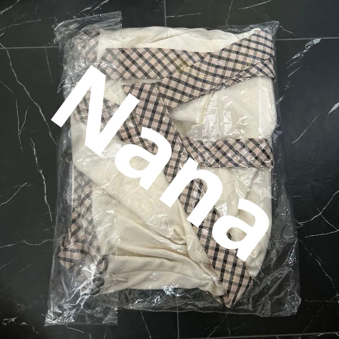 トップス andmary Alice check ribbon tops ivory