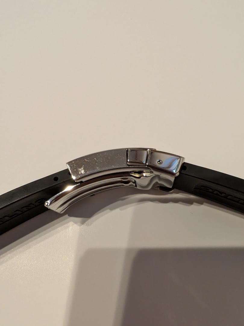 純正BREITLING ブラックラバーベルト フォールディングバックル SET