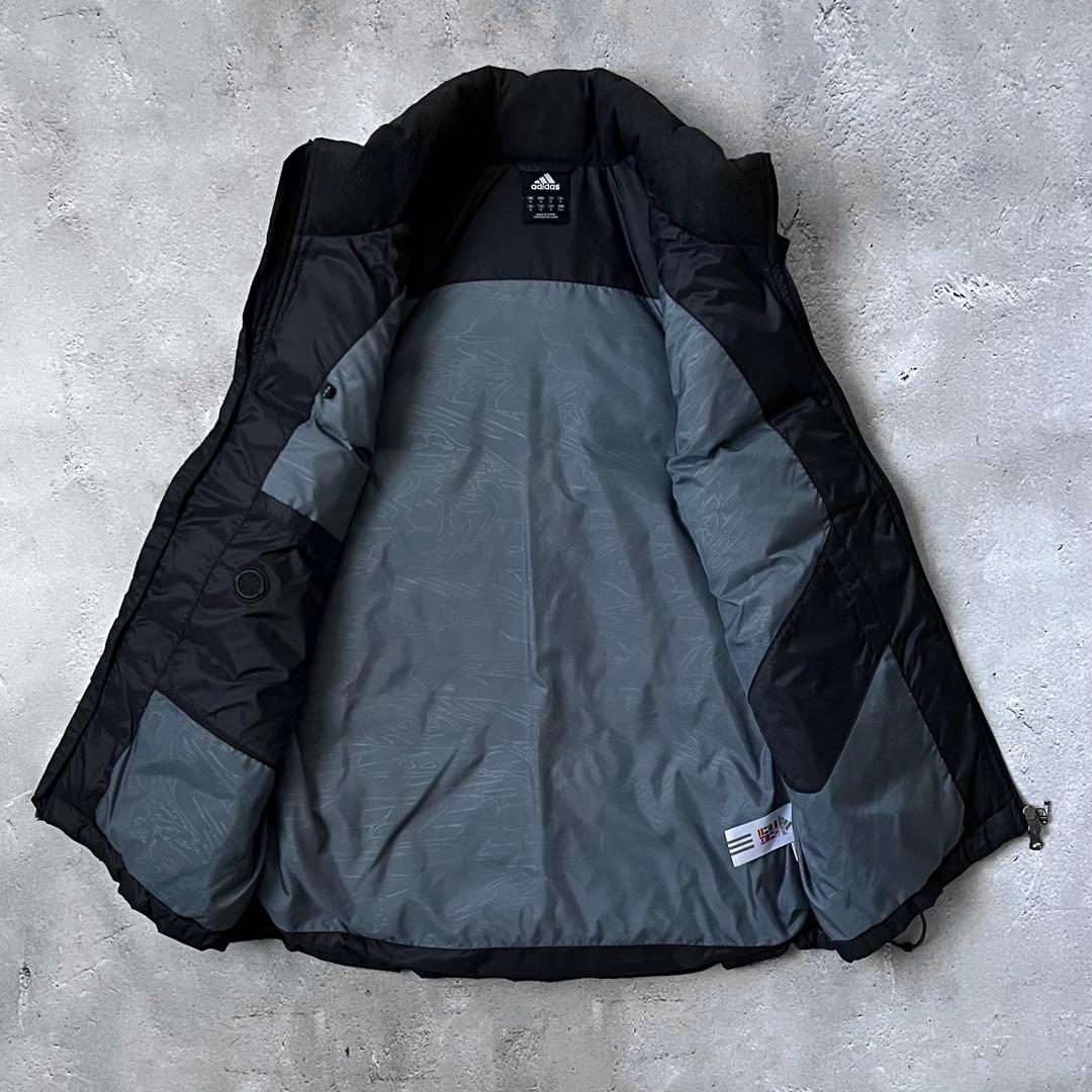 adidas 00s ダウンベスト オールブラック ドローコード Y2K テック
