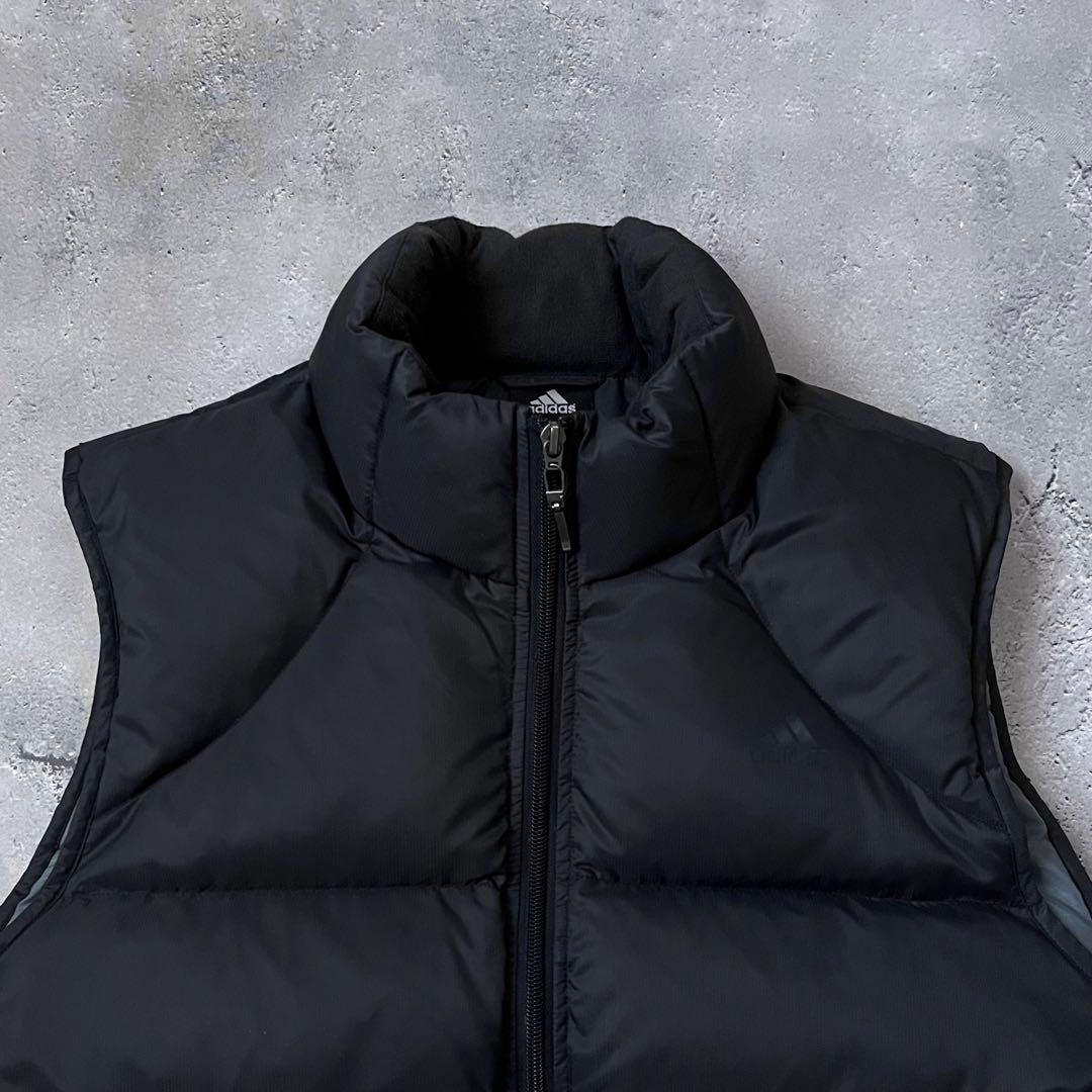 adidas 00s ダウンベスト オールブラック ドローコード Y2K テック