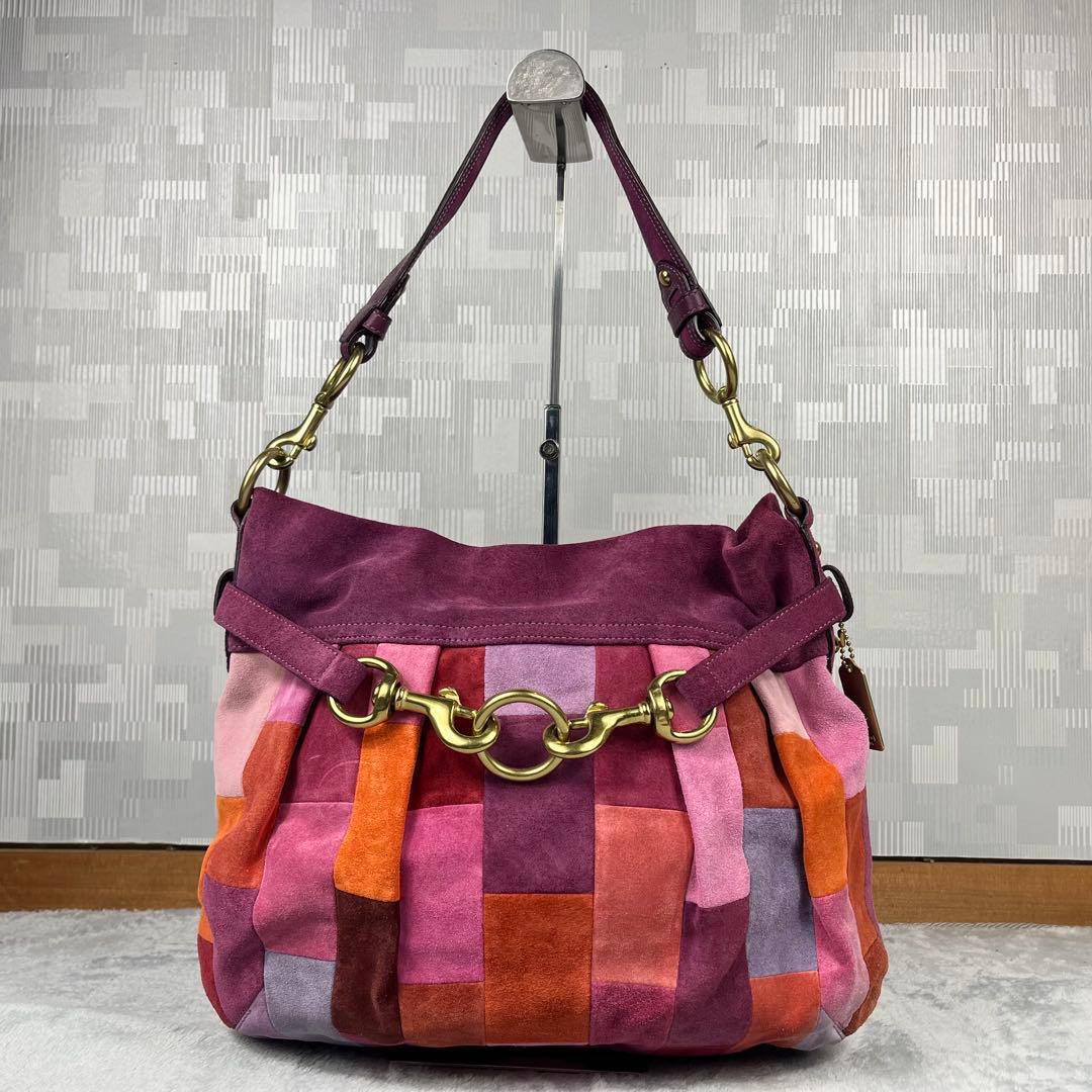 バッグ Vintage Coach Bag PatchWork Clip Suede